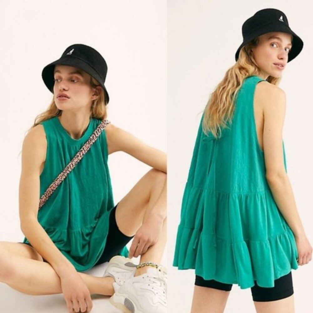 Free People Right on Time Green Tunic Size Small